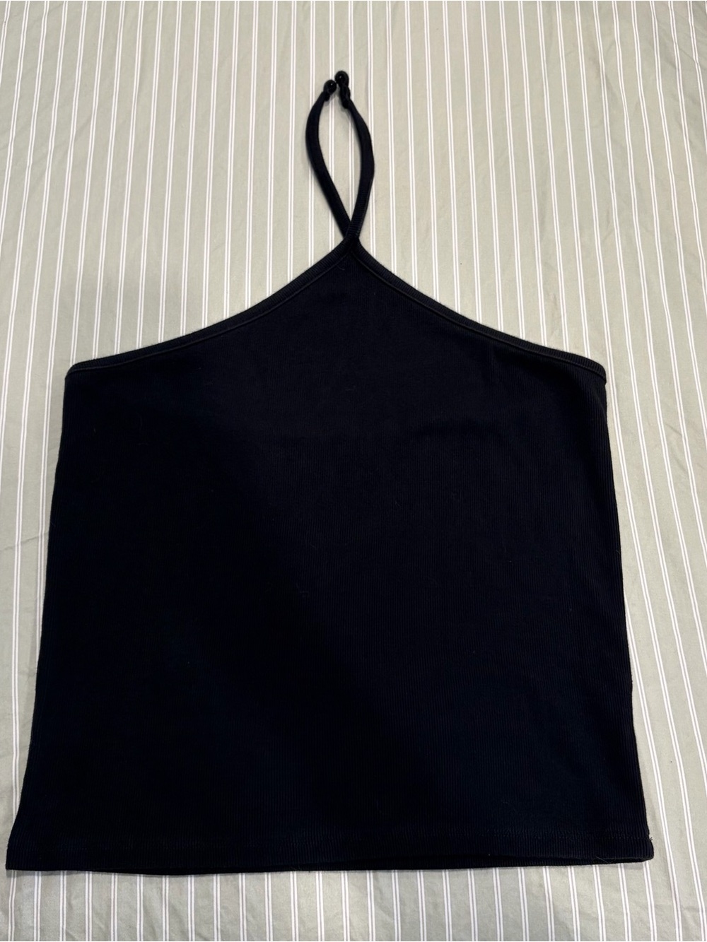 American Eagle Black Ribbed Cotton Halter Top